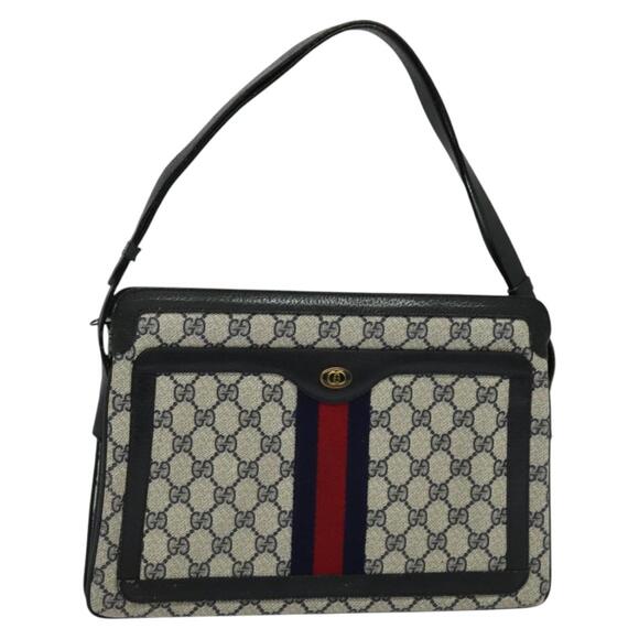 GUCCI GG Supreme Sherry Line Shoulder Bag Pvc Navy Gold 904 02 013 - Picture 1 of 16